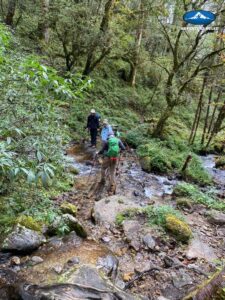 Bhutan Trek, Trekkers crossing a stream on Druk Path Trek