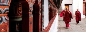 Bhutan Trek, Monks at a monastery in Bhutan