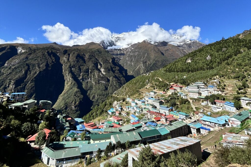 Aerial view of the Namche Bazar on the Everest Base Camp Trek