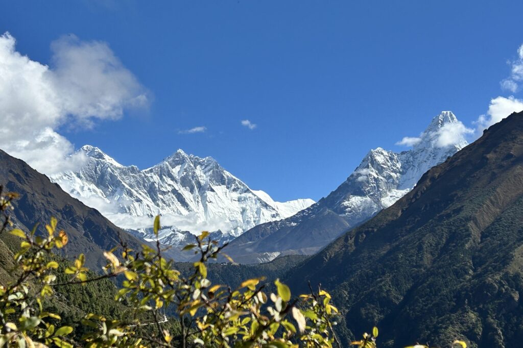 Views of Mount Everest, Mount Lhotse and Ama Dablam on the Everest Base Camp Trek