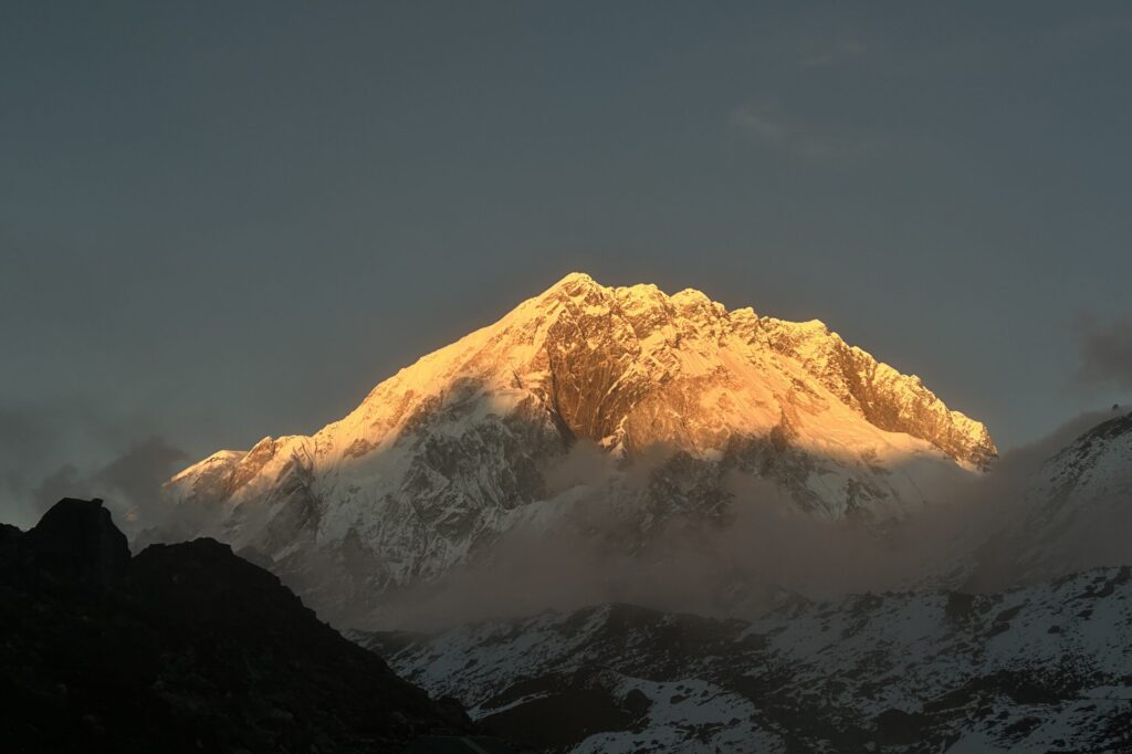 Sunset on Nuptse Peak in Nepal