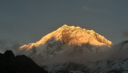 Sunset on Nuptse Peak in Nepal