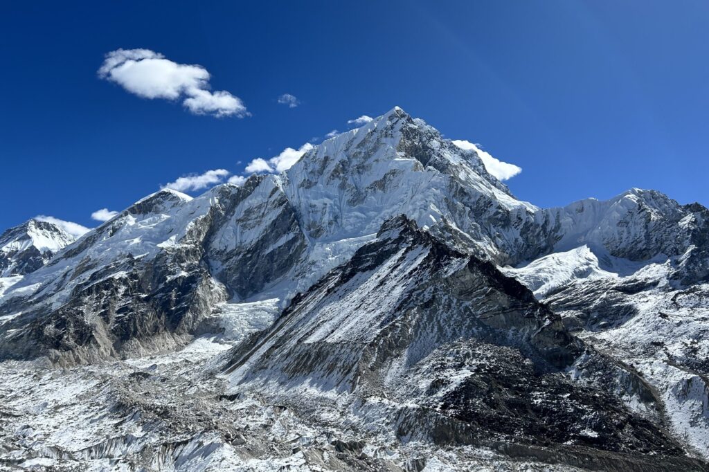 Nuptse peak and glacier views near the Everest Base Camp