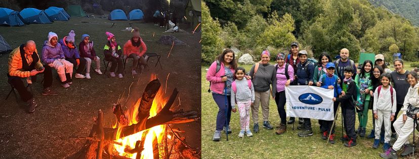 Camping and bonfire in the mountains