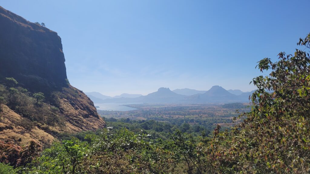 Pimpalgaon Joga Dam & Sindola Fort in the distance.