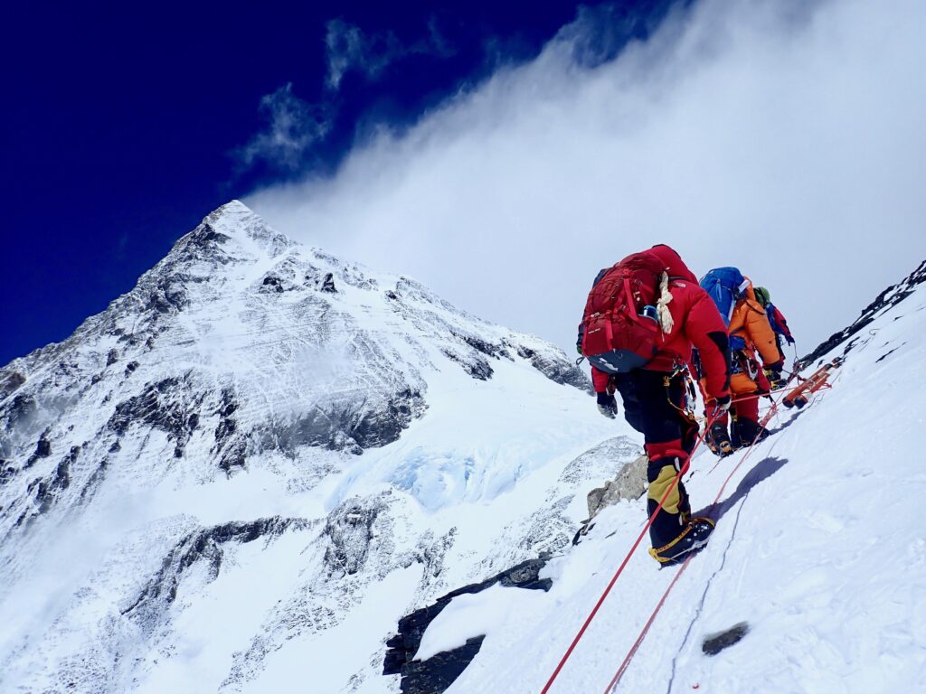 Jet-stream winds blowing off the summit of Mt. Everest (8848m)