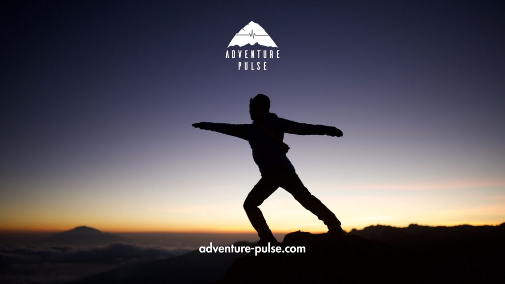 Sunset on Mt. Kilimanjaro. Yoga on Mt. Kilimanjaro.