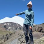 Mount Elbrus, Russia, Climber on a mountain