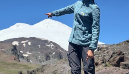 Mount Elbrus, Russia, Climber on a mountain