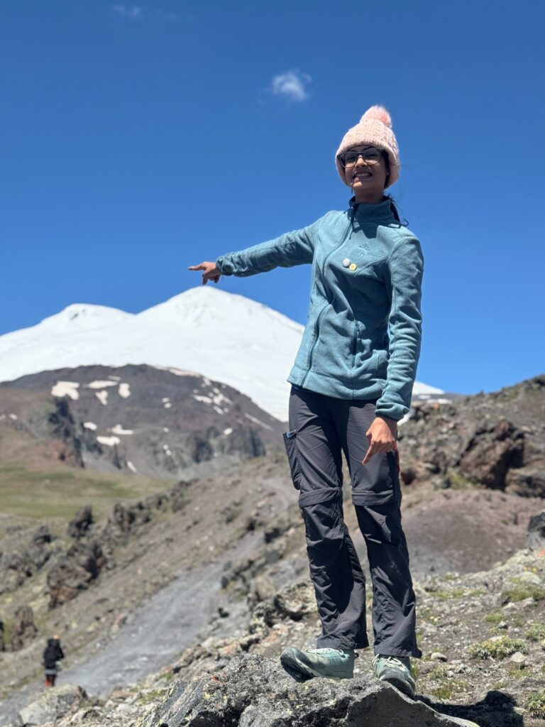 Mount Elbrus, Russia, Climber on a mountain