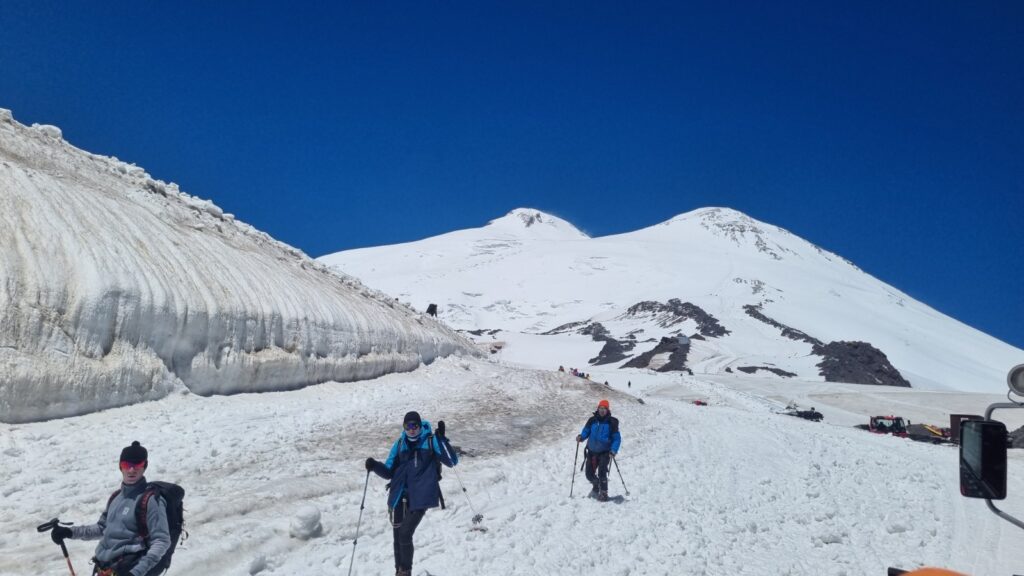 Climbers on Mount Elbrus, Russia, Snow mountain