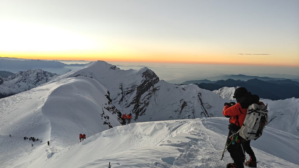 Sunrise view from the summit of the Mera Peak in Nepal