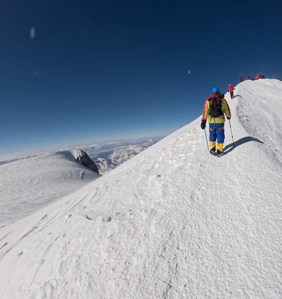 Final few meters to the highest point of Europe