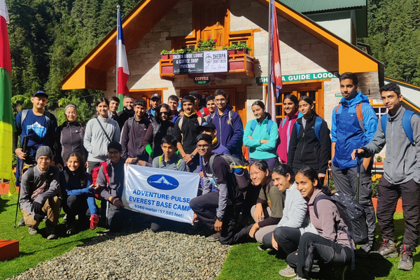 Everest Base Camp Trek group at a Himalayan trekking stop in Nepal