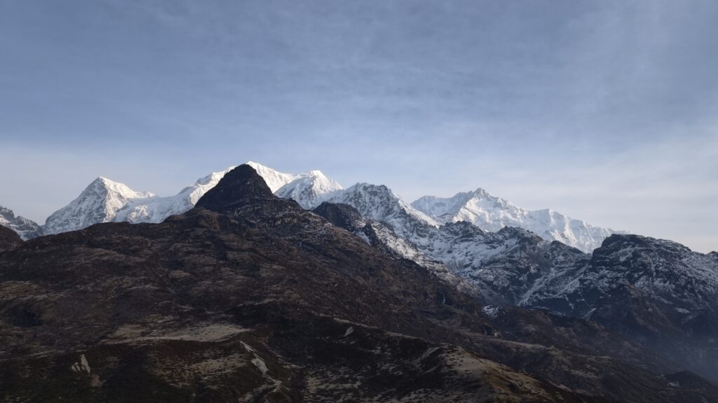 First views of Rathong, Kabru Massif and Mt. Kanchenjunga